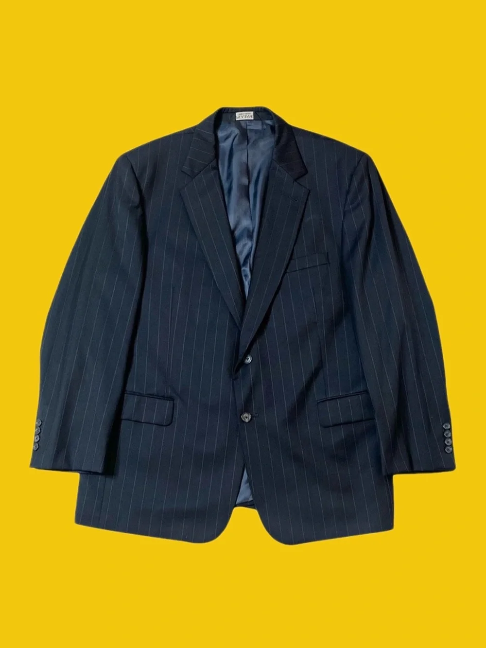 Jos. A. Bank Signature 100% Wool Navy Pinstripe Suit 46R 40x30